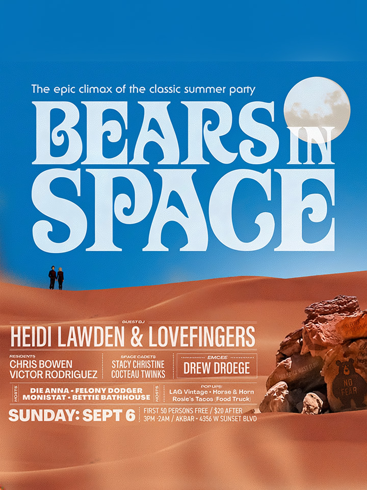 BEARS IN SPACE!! – September 6, 2026 at AKBAR