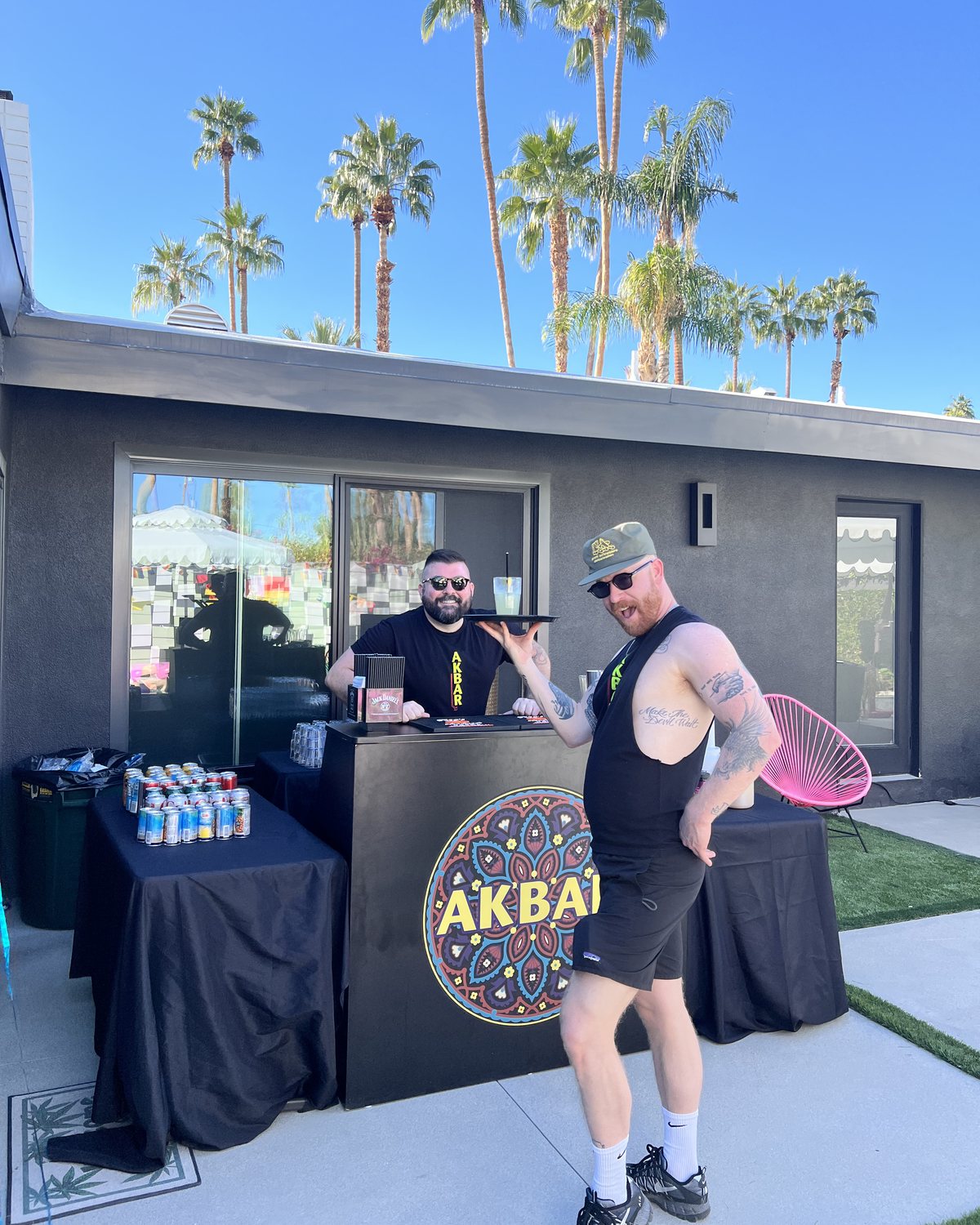 Akbar Caters - the Akbar mobile bar at a poolside party under the palms
